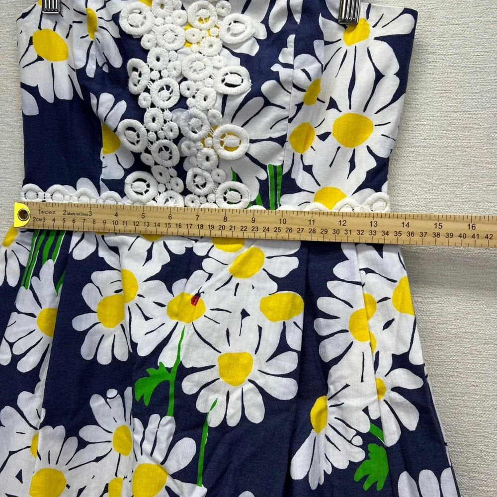 Lilly Pulitzer Original Look Lady Navy Daisy Strapless Ladybug Bubble Dress Sz 2